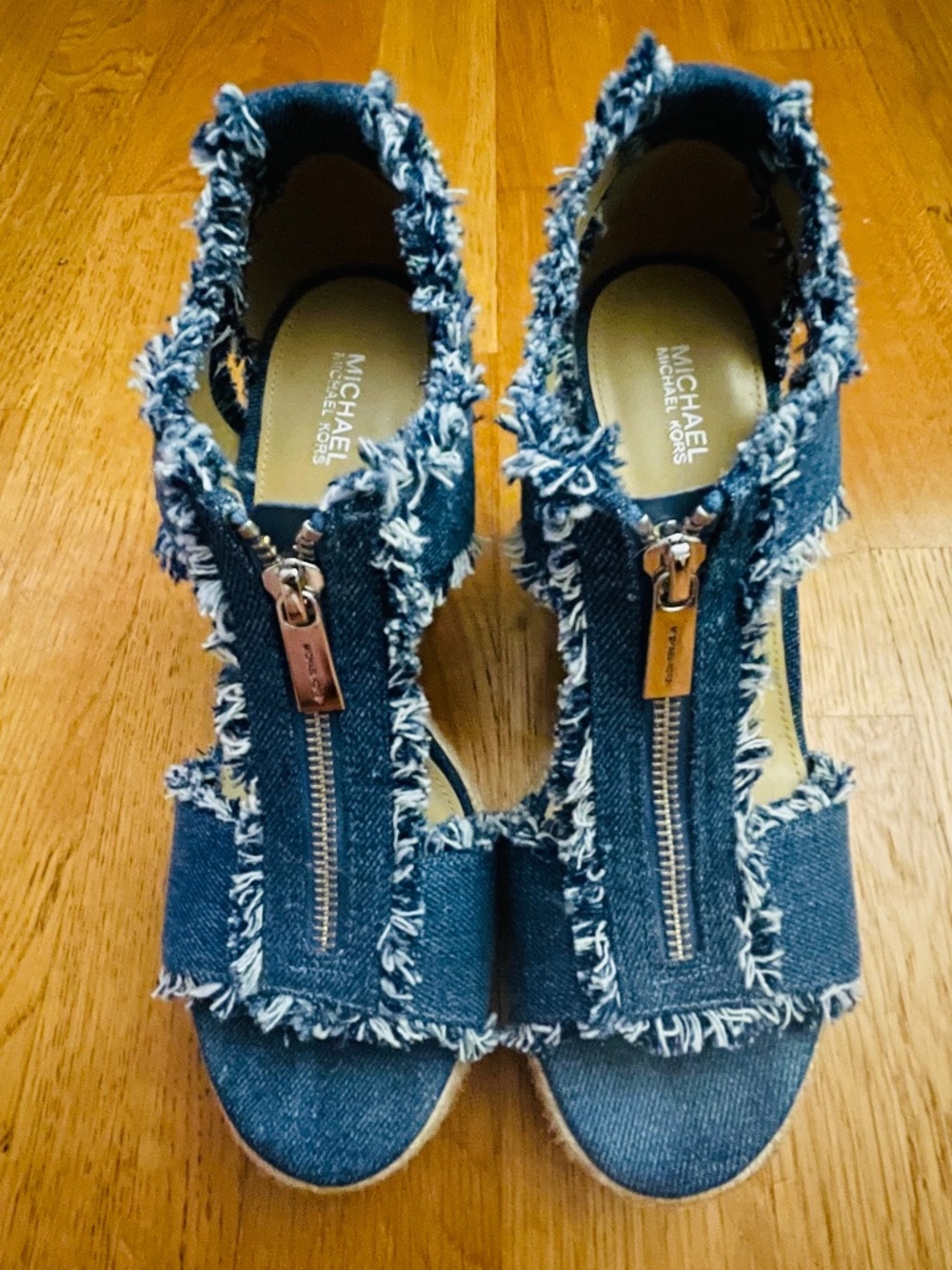 Brand New, Never Worn, Michael Kors wedge , size 8, blue denim